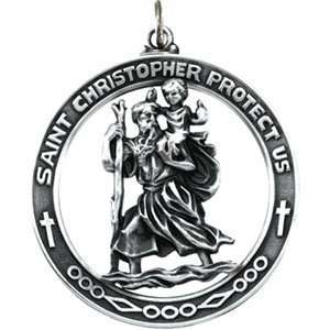 St. Christopher Medal 38.75mm & Chain   Sterling Silver