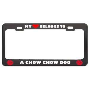 My Heart Belongs To A Chow Chow Dog Animals Pets Metal License Plate 