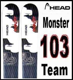 08 09 Head Monster 103 Team Skis 183cm (Flat) NEW   