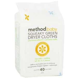  Method Squeeky Green Baby Dryer Cloths   40 count Kitchen 