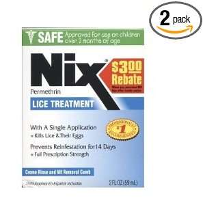 Nix Permethrin Lice Treatment with Crème Rinse (2 oz) and Nit Removal 