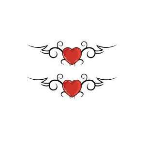  Dual Tribal Heart Design No. 1 Temporary Tattoo 2.5x3.5 