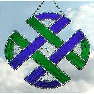    Blue & Green Celtic Knot Stained Glass Sun Catcher