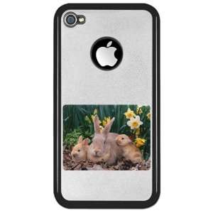  iPhone 4 or 4S Clear Case Black Spring Easter Rabbits 