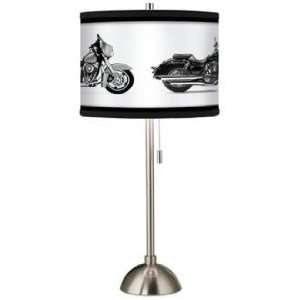  Hit the Road Custom Giclee Brushed Steel Table Lamp