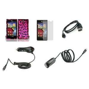 LG Lucid (Verizon) Premium Combo Pack   Pink and Black Leopard Animal 