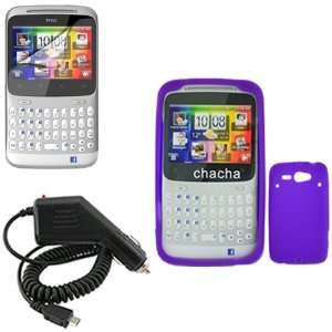  iNcido Brand HTC ChaCha Combo Solid Purple Silicone Skin 