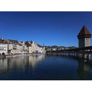  Chapel Bridge, Reuss River, Lucerne, Switerland Stretched 