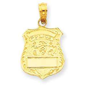  Police Badge Pendant in 14k Yellow Gold Jewelry