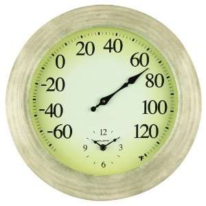 Chaney Instrument 00905 Sandstone Plastic Frame Thermometer/Clock 