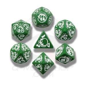  Dragon Green/White 7 piece Dice Set Toys & Games