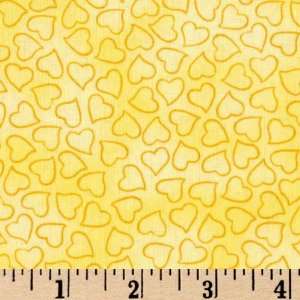   Kids Heart Toss Yellow Fabric By The Yard Arts, Crafts & Sewing