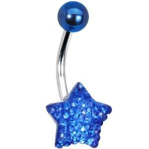  10mm Blue Sparkler Star Belly Ring Jewelry