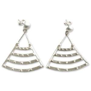  Silver dangle earrings, Spanish Fan Jewelry