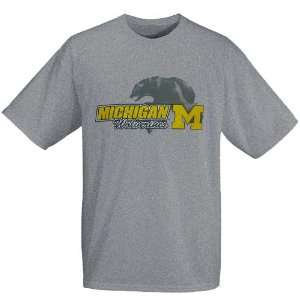    Michigan Wolverines Ash Mascot Backdrop T shirt