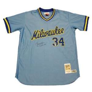  Rollie Fingers Autographed Brewers 1982 Retro Jersey with 