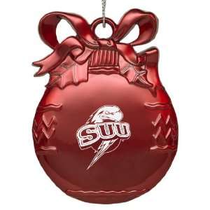 Southern Utah University   Pewter Christmas Tree Ornament   Red 