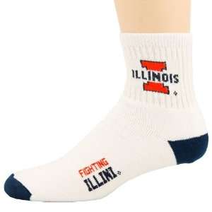   Illini White (501) 10 13 Team Logo Tall Socks