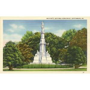   Vintage Postcard Soldiers National Monument   Gettysburg Pennsylvania