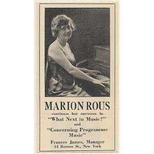 1923 Pianist Marion Rous What Next in Music Concerning Programme Music 