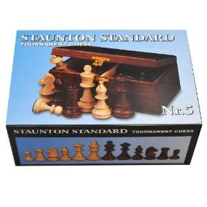   No. 5 Tournament Chess Pieces w/ Wood Box Staunton Toys & Games