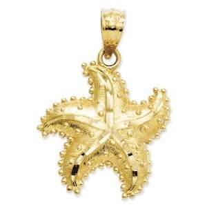  14K Diamond Cut Starfish Pendant Jewelry