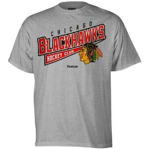  Reebok Chicago Blackhawks Youth Hockey Sweep T Shirt   Ash 