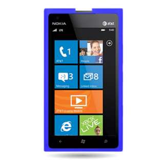 AT&T Nokia Lumia 900 Phone Accessory BLUE Rubber Soft Silicone Skin 