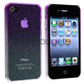 Purple Clear RainDrop Water Hard Case Cover+MIRROR Protector for 