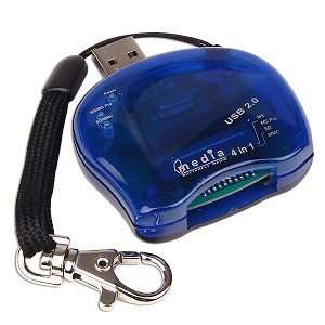   Media 4 in 1 USB 2.0 Data Mover Card Reader (Blue) Electronics