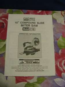 CHICAGO 10 Compound Slide Miter Saw 41168 Owner Manual  