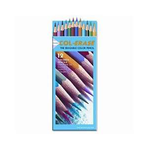  Col Erase Erasable Colored Pencils, Assorted Colors, 12 