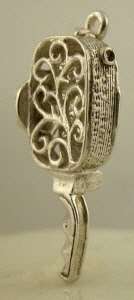 Vintage English Sterling Silver MOVIE CINE CAMERA Charm OPENS BIRD 