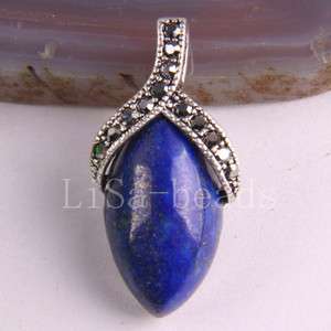 Nature Lapis Lazuli Bead Gemstone Crystal Pendant Copper LK1054  