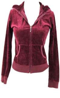   COUTURE Maroon Velour IN LOVE WITH JUICY HOODIE SWEATSHIRT L  