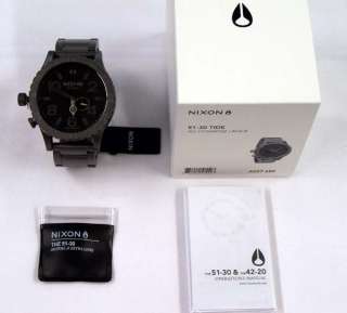 Nixon Authentic Watch 51 30 Tide Steel All Gunmetal Black A057 680 NEW 