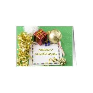  Chrismtas elements with gold curly ribbon Card Health 