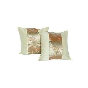  Silk cushion covers, Pearl Forest (pair)