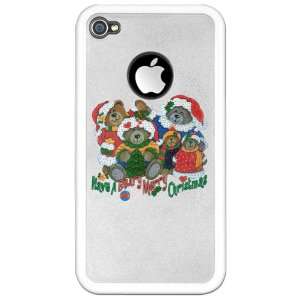  iPhone 4 or 4S Clear Case White Have A Beary Merry Christmas 