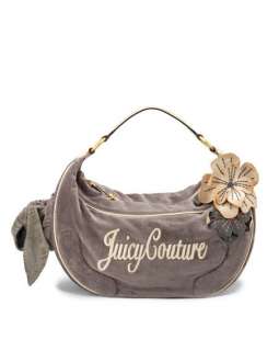 100%auth Juicy Couture Gigi Velour Satchel hobo bag smk  