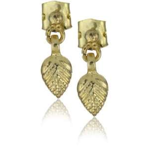  Shashi Yellow Gold Plated Leaf Charm Earrings Jewelry