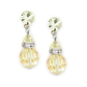   Yellow 8mm Swarovski Crystal Drop Earrings    Made In USA Jewelry