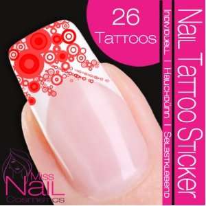  Nail Tattoo Sticker Circle / Deco Corner   red Beauty