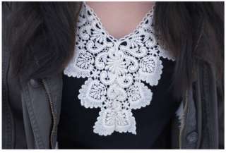 Crochet white cream lace cape mini dress long smock top  