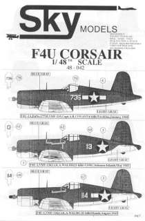 Sky Models Decals 1/48 VOUGHT F4U CORSAIR Fighter  