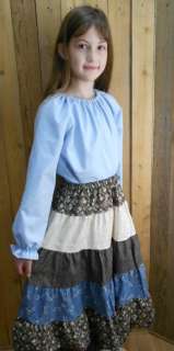 Girl cotton Patchwork skirt long full custom tiered modest pick color 