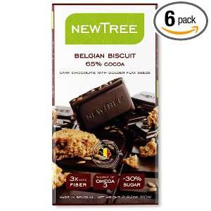 Newtree Belgian Biscut 65% Cocoa Dark Chocolate with Golden Flax Seeds 