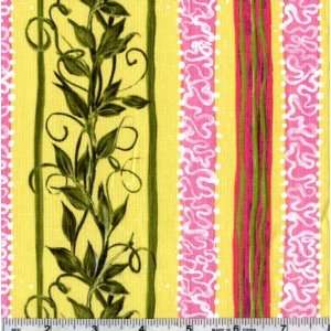  45 Wide Roses Robbin Stripe Yellow Fabric By The Yard 