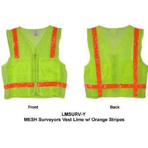   MESH Surveyors Vest Lime w/ Orange Stripes SM size