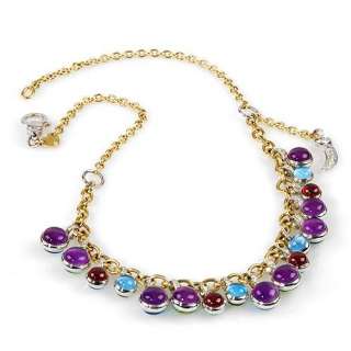CASATO Made In Italy 15 CTW Amethyst 18K Gold Necklace Weight 49.8g 